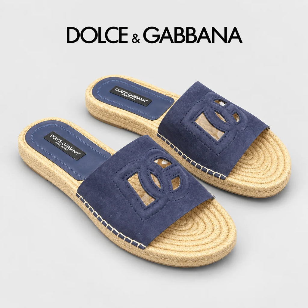 Dolce & Gabbana DG Men's Leather Strap Sandals with Aluminum Buckle