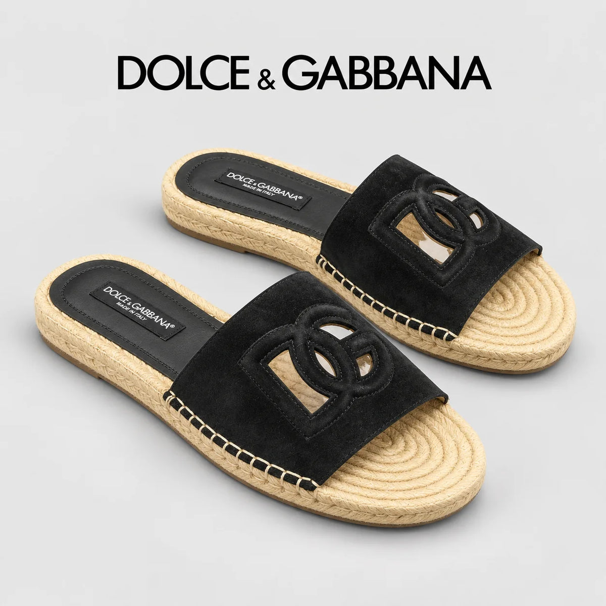 Dolce & Gabbana DG Men's Leather Strap Sandals with Aluminum Buckle