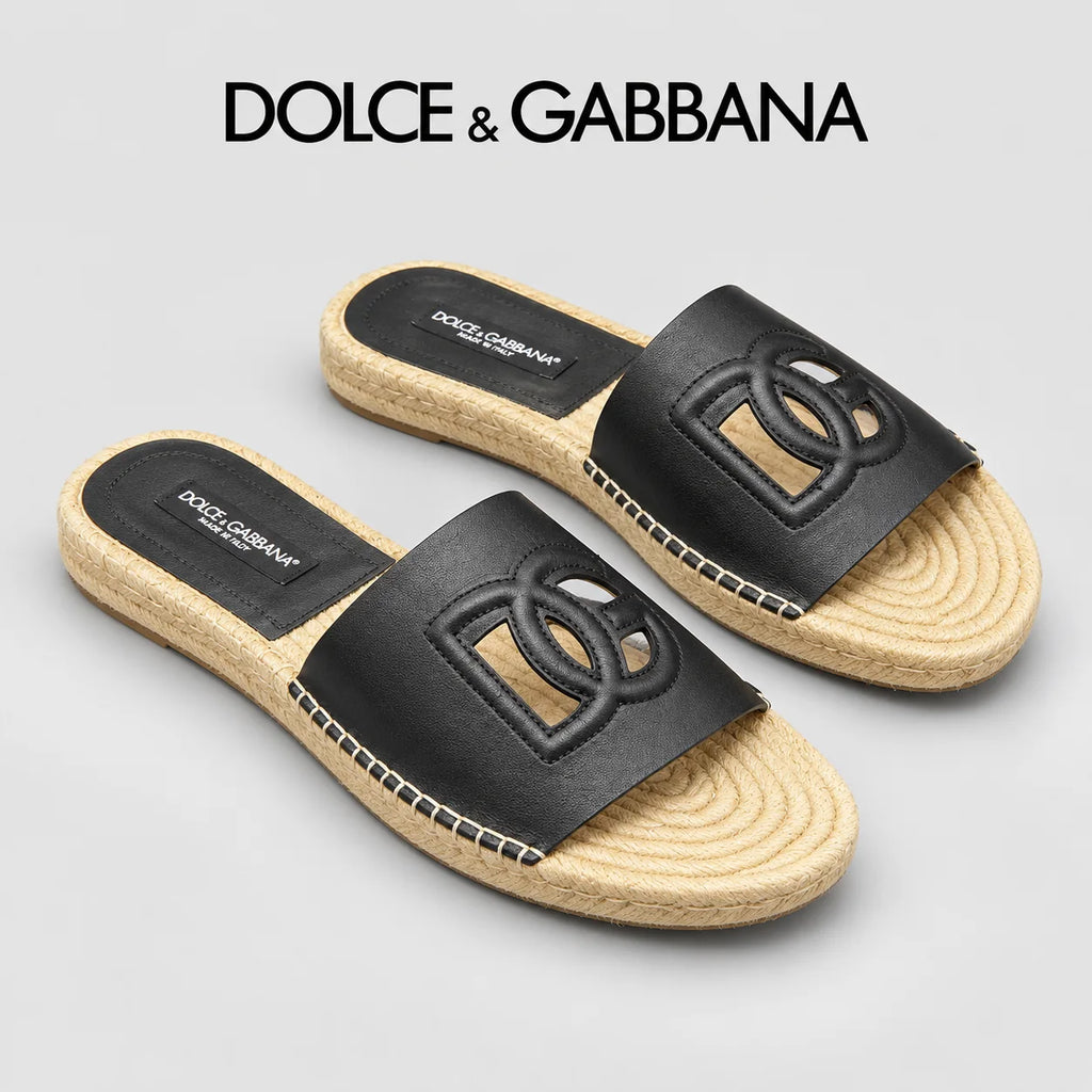 Dolce & Gabbana DG Men's Leather Strap Sandals with Aluminum Buckle