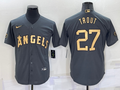 Men's Los Angeles Angels Mike Trout #27 Gray Stitched Jerseys
