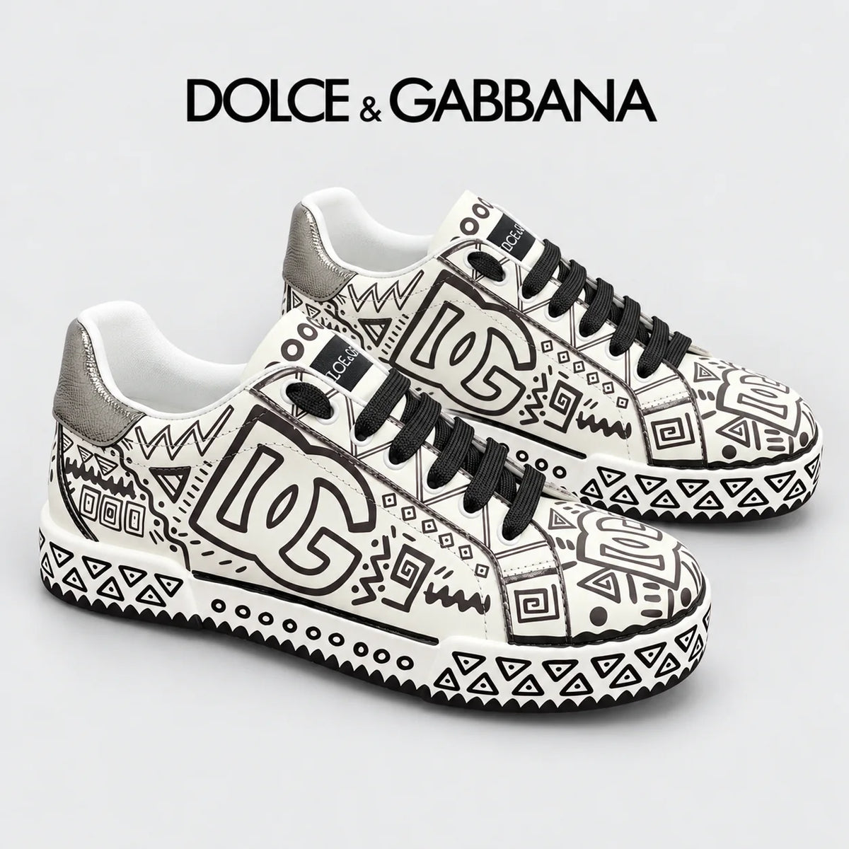 Dolce & Gabbana DG Heavy-Craft Calfskin Sneakers with 5D Accents