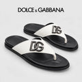 Dolce & Gabbana DG Men's Leather Strap Sandals with Aluminum Buckle
