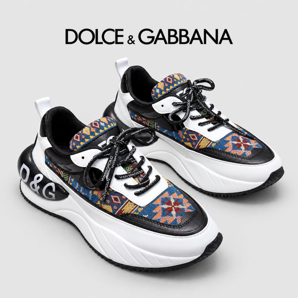 Dolce & Gabbana DG Couple's Multi-Material Casual Sneakers 3 Colors