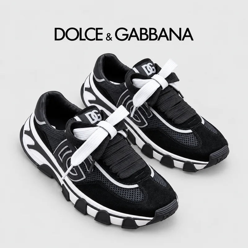 Dolce & Gabbana DG Men's Low-Top Logo Sneakers in Calfskin