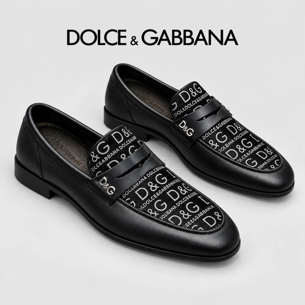 Dolce & Gabbana DG Men's Business Slip-On Dress Shoes with Metal Buckle
