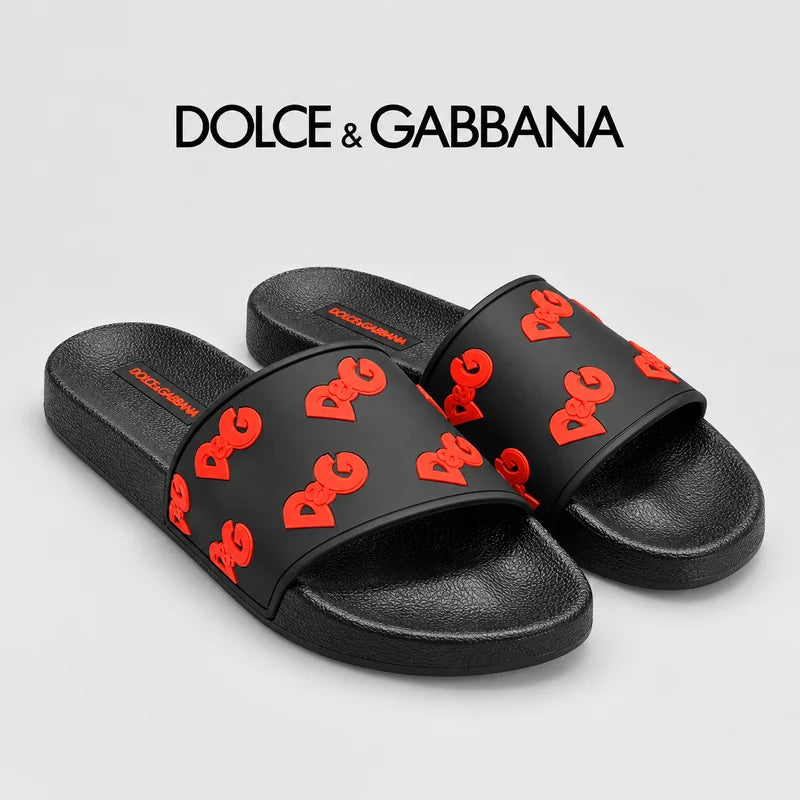 Dolce & Gabbana DG Men's Embossed-Logo PVC Slides