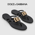 Dolce & Gabbana DG Men's Gold-Buckle TPU Flip Flops
