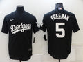 Men's Los Angeles Dodgers Freddie Freeman #5 Black Replica Baseball Jerseys