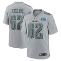 Men's Philadelphia Eagles Jason Kelce #62 Gray Super Bowl LVII Patch Atmosphere Fashion Game Jerseys