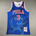 Men's Philadelphia 76ers Allen Iverson #3 Blue Year of Dragon Edition Swingman Jerseys