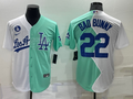Men's Los Angeles Dodgers Bad Bunny #22 White/Green Replica Baseball Jerseys