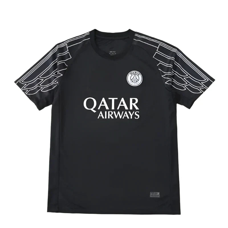 PSG 2024/25 Fourth Jersey – All Black Wing Outline Kvaratskhelia Dembélé Fan Version