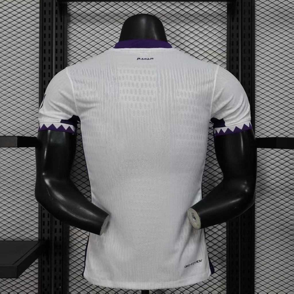 2025/26 Al Ain FC Away Player Version Jersey -  White Purple - e& Etisalat - Zigzag Cuff - UAE Flag