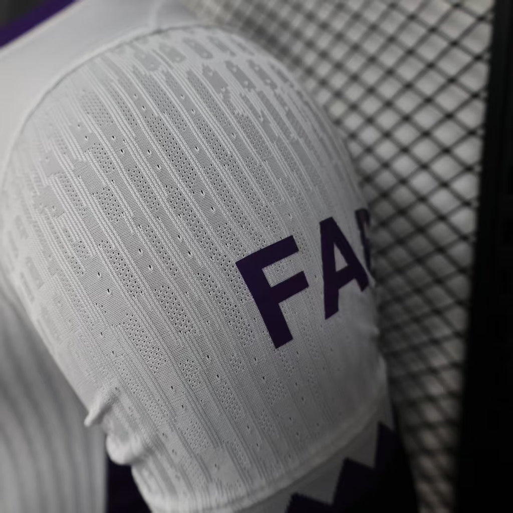 2025/26 Al Ain FC Away Player Version Jersey -  White Purple - e& Etisalat - Zigzag Cuff - UAE Flag