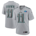 Men's Philadelphia Eagles A.J. Brown #11 Gray Super Bowl LVII Patch Atmosphere Fashion Game Jerseys