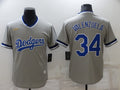 Men's Los Angeles Dodgers Fernando Valenzuela #34 Gray Stitched Jerseys