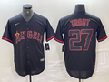 Men's Los Angeles Angels Mike Trout #27 MLB Black Sewn Baseball Jerseys