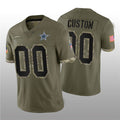 Custom1 Dallas Cowboys ACTIVE PLAYER 2022 Olive Salute To Service Limited Stitched Jerseys Football Jerseys