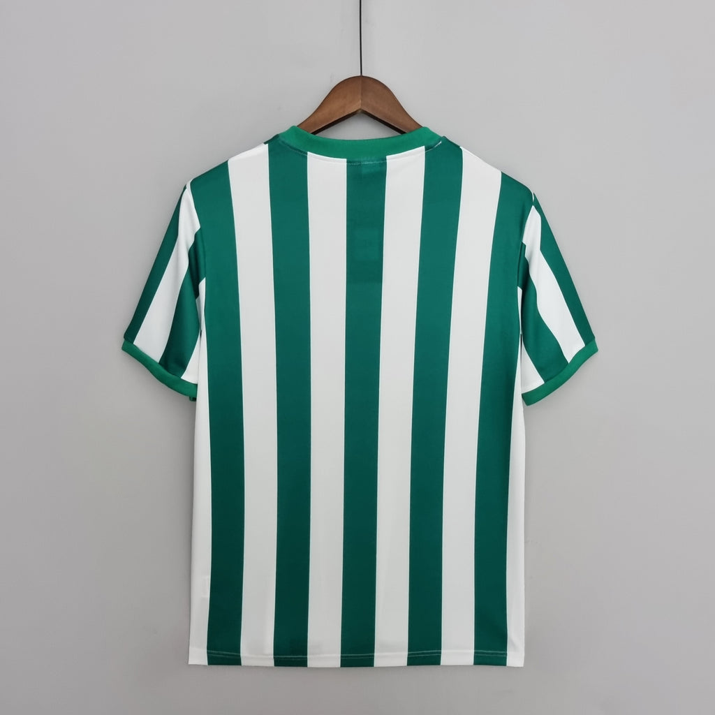 Real Betis 1976-77 Home Jersey – Green & White Stripes V-Neck Retro La Liga Football Shirt | Rare 1970s Vintage Andalusia Classic Betis Kit No Sponsor