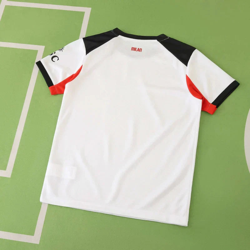 A.C. Milan Away Kids Soccer Jersey Kit 2025/26 – Customizable Name & Number