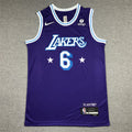 LeBron James #6 Los Angeles Lakers Purple 2021-22 City Edition "The Lakers Dynasty" Twin Stars Swingman Jersey