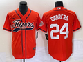 Men's Detroit Tigers Miguel Cabrera #24 Orange Replica Player Jerseys Joint Edition