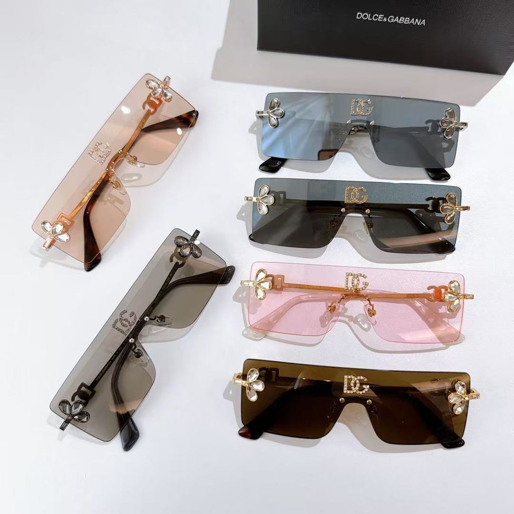 Dolce & Gabbana DG Sunglasses – Oversized Square Frame with Crystal DG Logo | Gold & Black