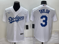 Men's Los Angeles Dodgers Chris Taylor #3 White Replica Baseball Jerseys