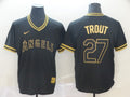 Men's Los Angeles Angels Mike Trout #27 Black Printed Baseball Jerseys