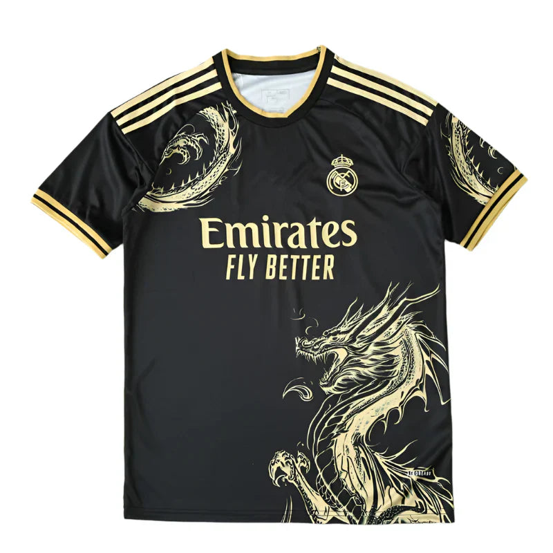 Real Madrid 2024/25 Chinese Dragon Special Edition Jersey – Black Gold Adidas Fan Version