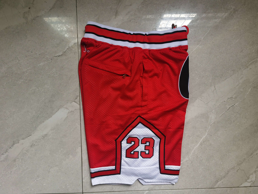 Men's Chicago Bulls No.23 Goat Stitched Red Basketball Shorts1 NEW