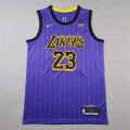 LeBron James #23 Los Angeles Lakers Purple 2021-22 City Edition Pinstripe Swingman Jersey