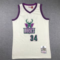 Men's Milwaukee Bucks Giannis Antetokounmpo #34 Cream Chainstitch Swingman Jerseys