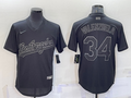 Men's Los Angeles Dodgers Fernando Valenzuela #34 Black Alternate Game Jerseys
