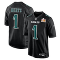 Men's Philadelphia Eagles Jalen Hurts #1 Carbon Black Super Bowl LIX Fashion Game Player Jerseys