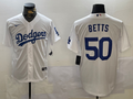 Men's Los Angeles Dodgers Mookie Betts #50 White Replica Baseball Jerseys