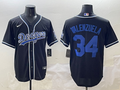 Men's Los Angeles Dodgers Fernando Valenzuela #34 Black Player Game Jerseys