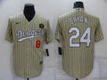 Men's Los Angeles Dodgers Kobe Bryant #8-24 Gold Replica Baseball Jerseys