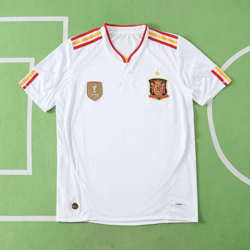 Spain National Team 2010 World Cup Away Retro Fan Jersey – White | Adidas | FIFA World Champions Badge