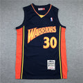 Stephen Curry #30 Golden State Warriors Mitchell & Ness 2009-10 Navy Blue Orange Side Panel Hardwood Classics Rookie Season Away Swingman Jersey