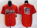 Men's Detroit Tigers Orange Replica Jerseys Joint Edition