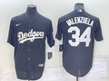 Men's Los Angeles Dodgers Fernando Valenzuela #34 Black Replica Baseball Jerseys