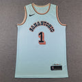 Men's San Antonio Spurs Victor Wembanyama #1 Light Blue 2024/25 Swingman Player Jerseys - City Edition