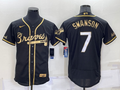 Men's Atlanta Braves Dansby Swanson #7 Black Fashion Stitched Jerseys