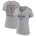 Women's Edmonton Oilers Fanatics Heather Gray 2025 Stanley Cup Final Roster V-Neck T-Shirt