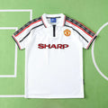 Manchester United Third Retro Fan Version Jersey 1998/99 – White Umbro SHARP Treble Season Football Shirt