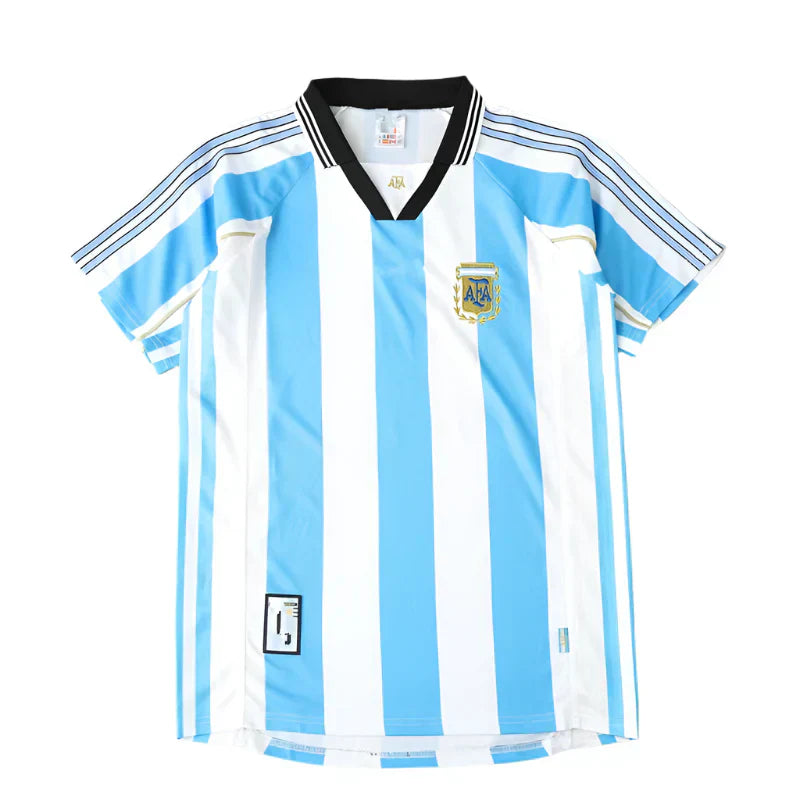 Argentina Home Retro Soccer Jersey 1998 Fan Version — World Cup Edition