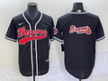 Men's Atlanta Braves Black Replica Team Jerseys Joint Edition