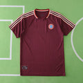 FC Bayern München Retro T-Shirt 2024/25 – Dark Maroon Stripe Collar Casual Football Shirt