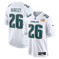 Men's Philadelphia Eagles Saquon Barkley #26 Tundra White Super Bowl LIX Fashion Game Player Jerseys